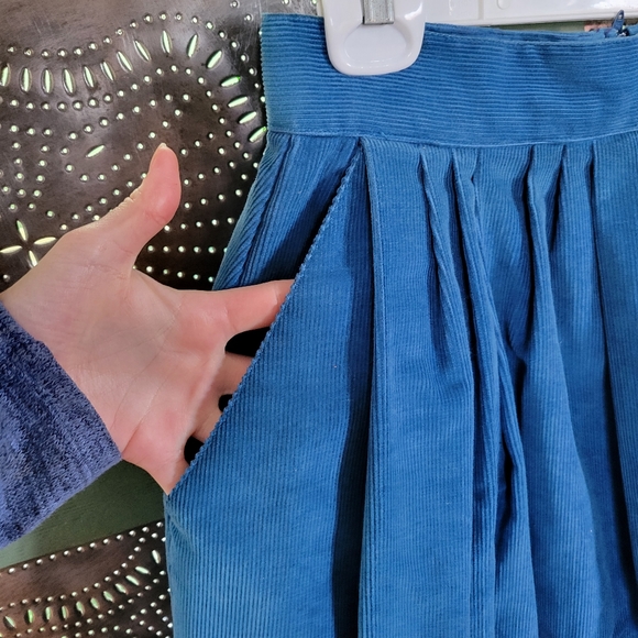 ❄ [Vintage] Corduroy skirt,  teal XS - Picture 2 of 4